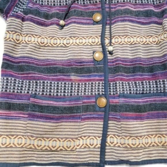 VINTAGE Dress Barn Button Jacket Womens Medium Striped Retro Knit Coat - Picture 8 of 9